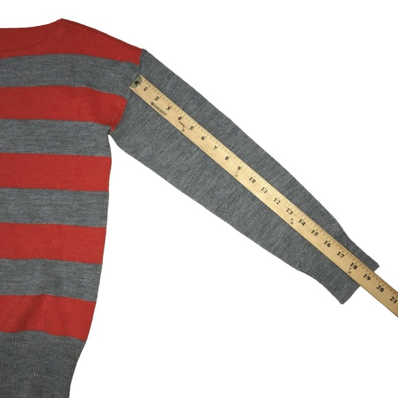J. CREW Wool Alpaca Blend Gray Orange Striped Boatneck Sweater - Women’s Medium - Picture 6 of 11